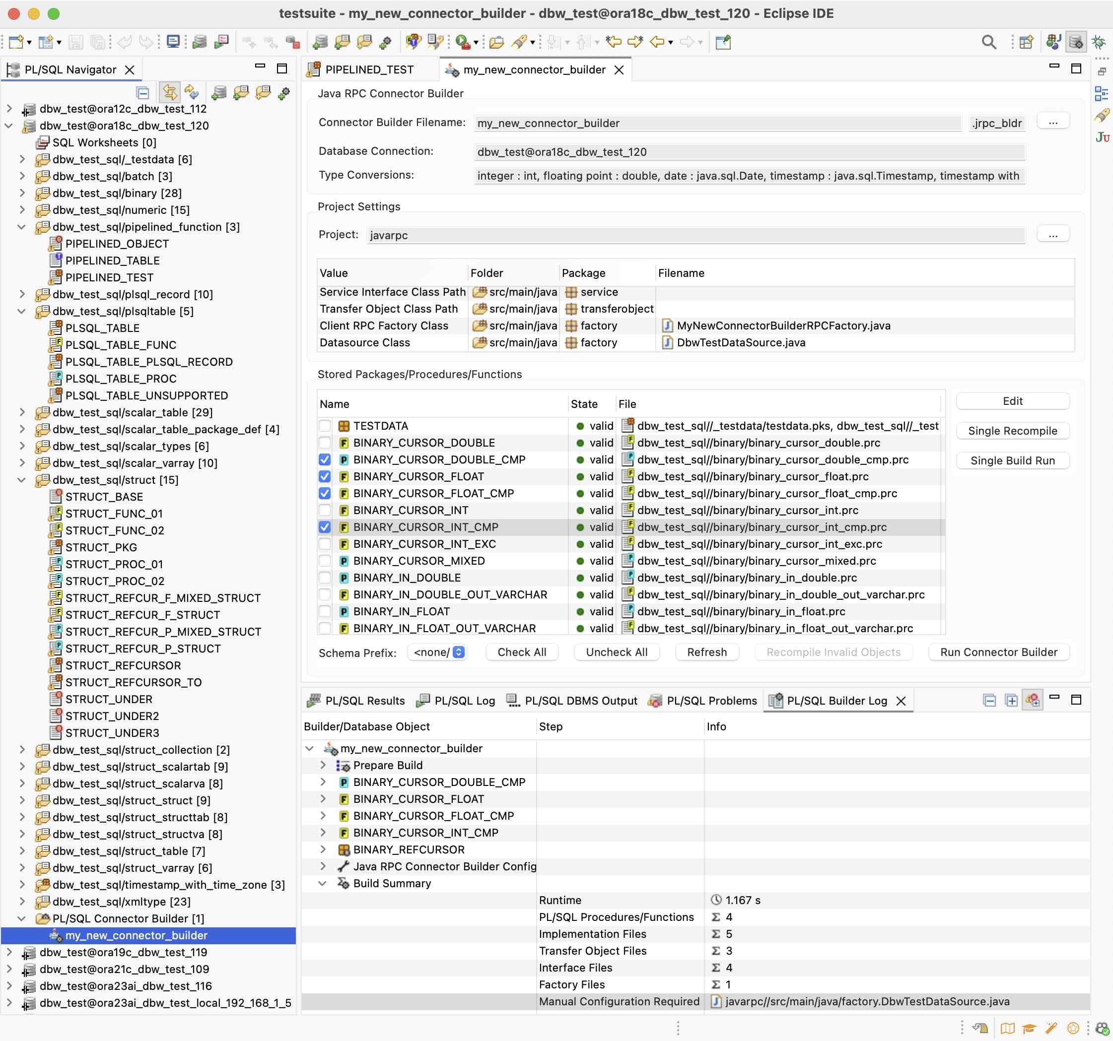 PL/SQL Connector Builder Run Log